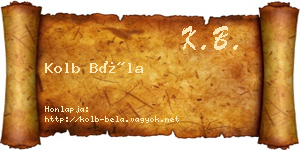 Kolb Béla névjegykártya